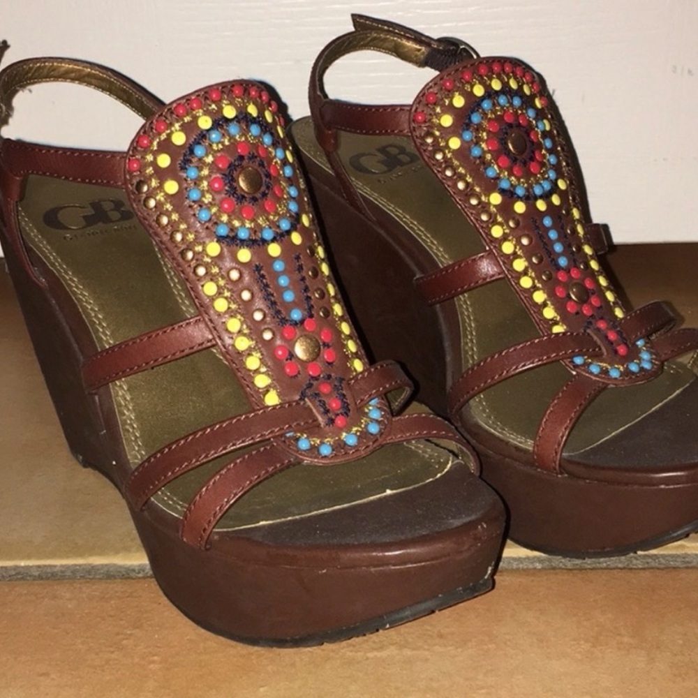 Colorful Brown Gianni Bini Sandal Wedges